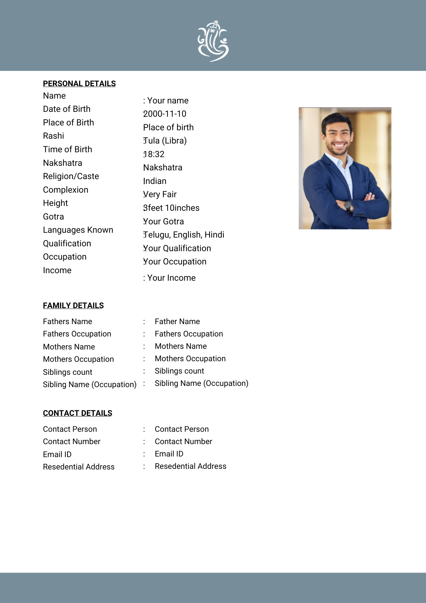 Mogra marriage biodata template, biodata for marriage design, A4 PDF