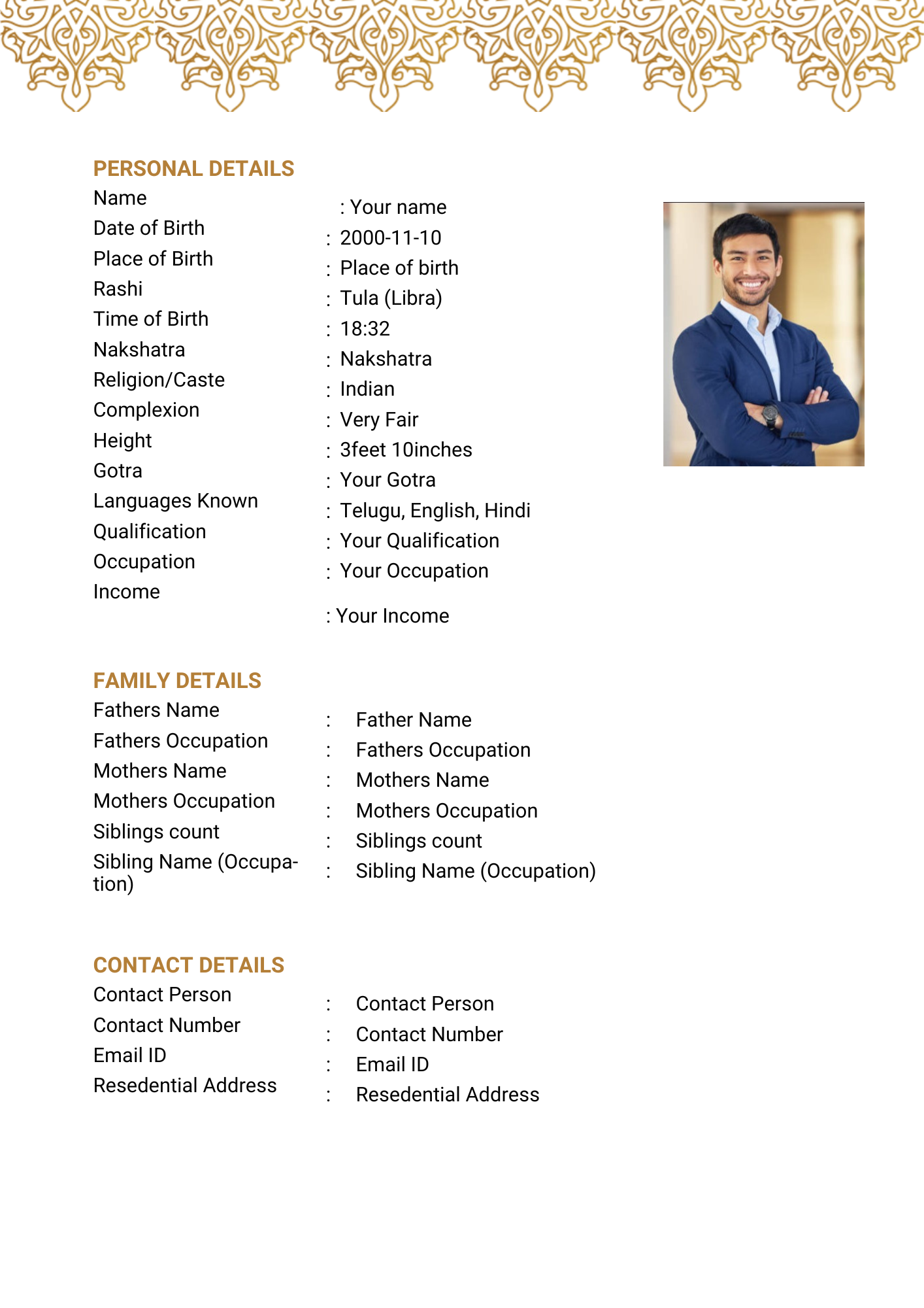 Neelam marriage biodata template, biodata for marriage design, A4 PDF