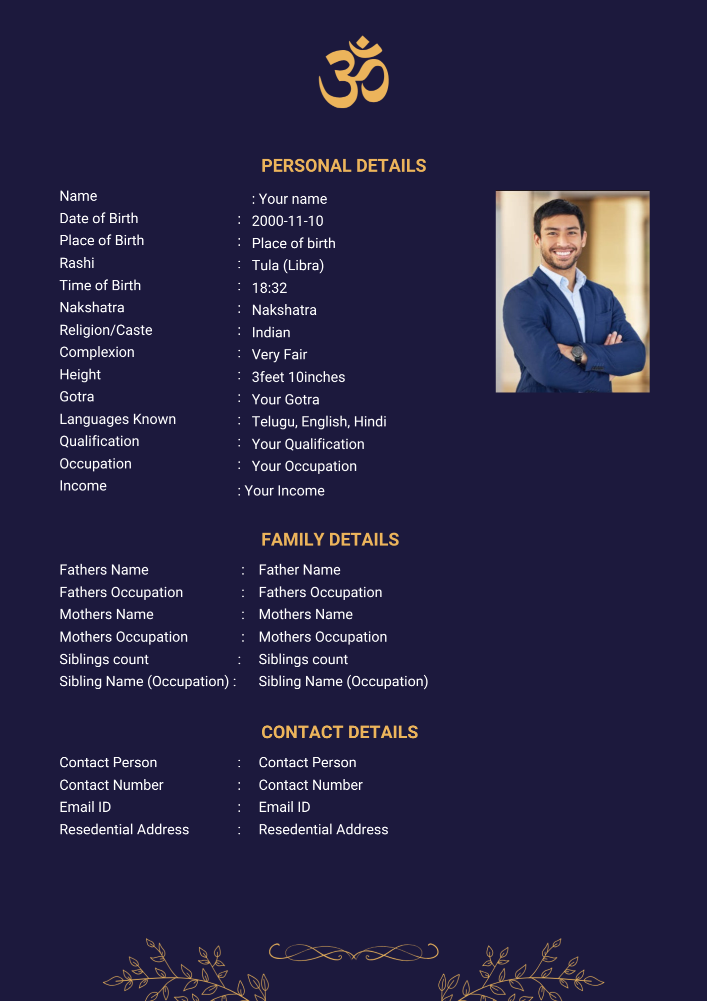 Raat Rani marriage biodata template, biodata for marriage design, A4 PDF